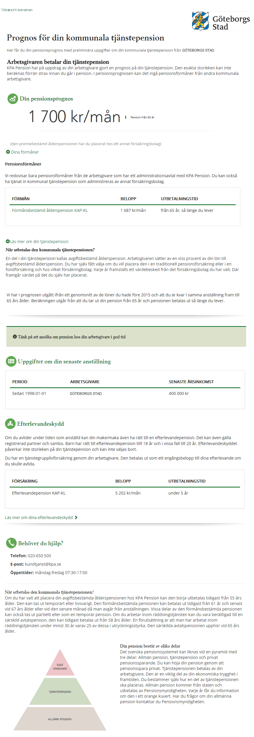 Exempel digital pensionsprognos